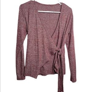 Woman’s Purple Wrap Style Light Weight Long Sleeve Sweater Top Size Medium